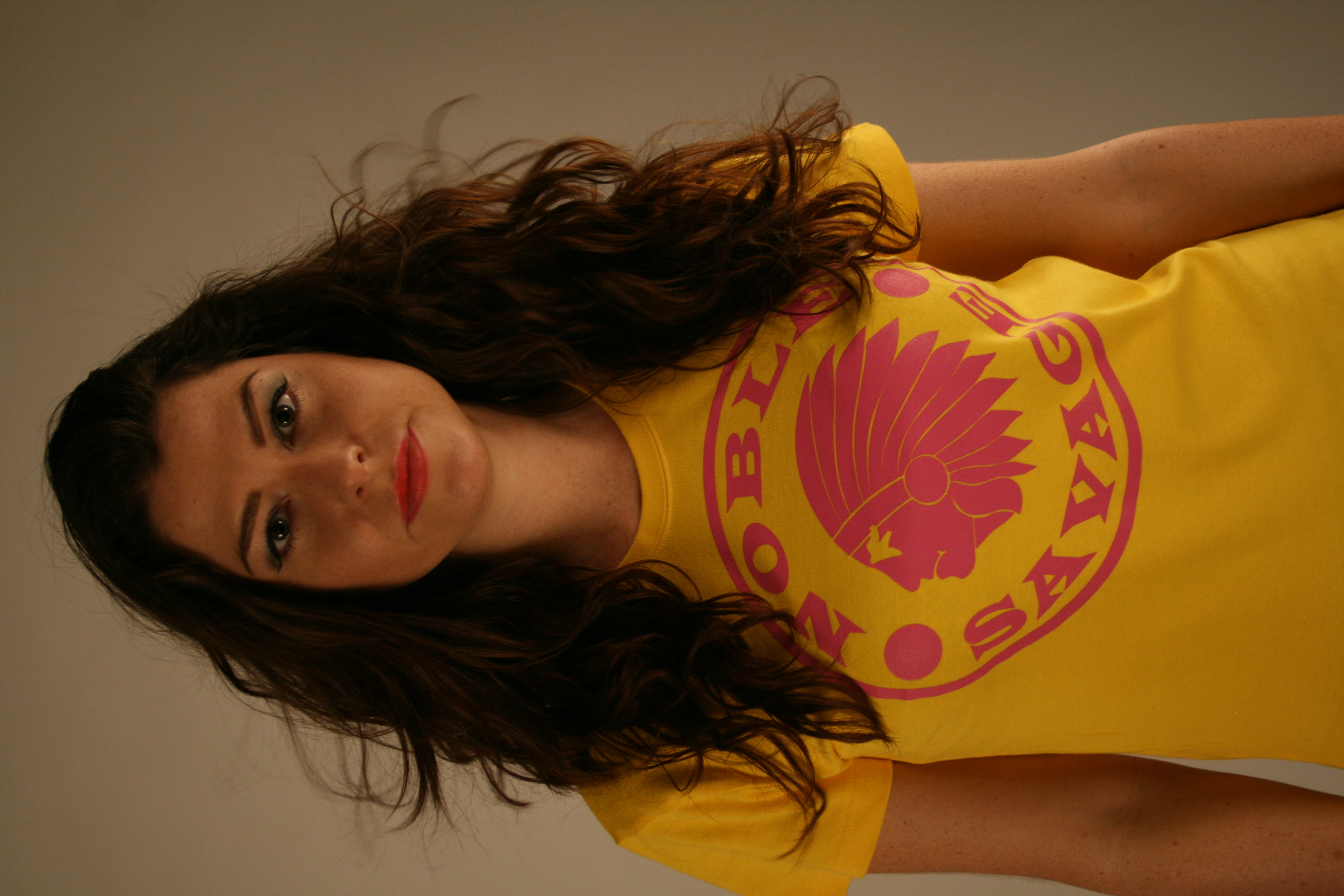 Model in a heavy tee